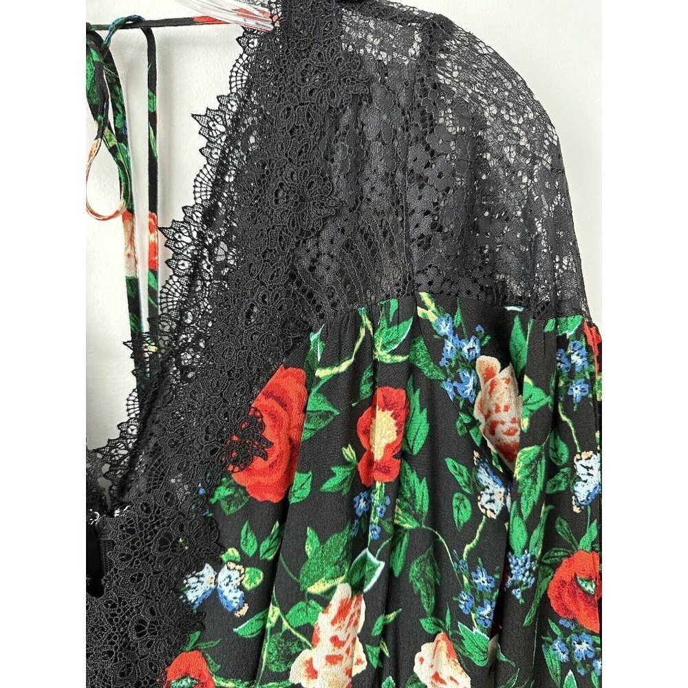 NWT Anthropologie Lacy V-Neck Mini Dress 2 Black Floral Long Sleeve Fit & Flare - Picture 8 of 12